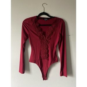 Lulus S Red Lace Body Suit